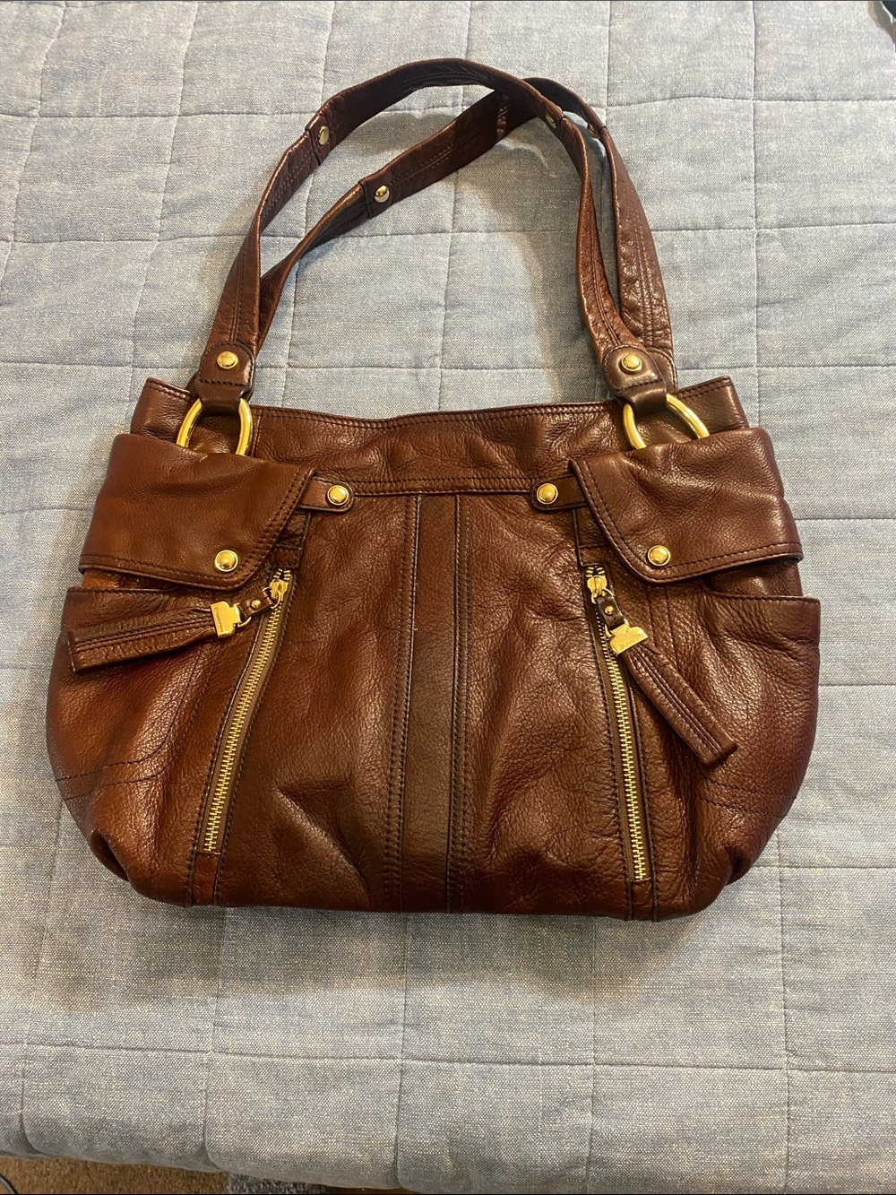 Brown Leather B. Makowsky Shoulder Bag - Classic Women's Tote